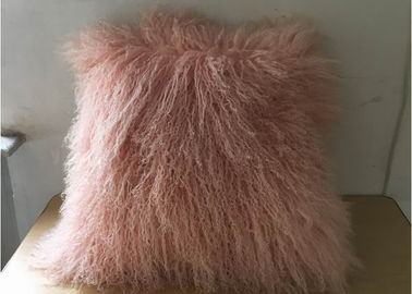 China Almohada mongol rosada mullida de la piel del hogar con el pelo rizado largo sedoso proveedor