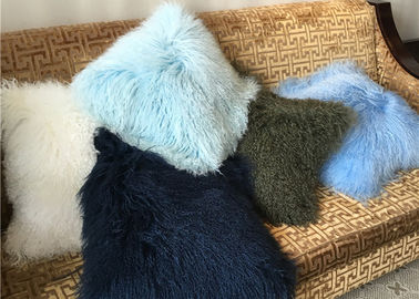 China Amortiguador largo teñido colorido del sofá de la piel del cordero de la piel de Tíbet del pelo de la almohada mongol de la piel proveedor