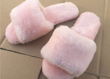China Deslizadores rosados/grises de la zalea de la punta abierta de las señoras con la suela de goma suave proveedor
