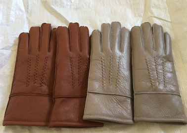 China Guantes de la zalea del shearling de los hombres a prueba de viento, manoplas alineadas piel gruesa de los guantes de cuero  proveedor