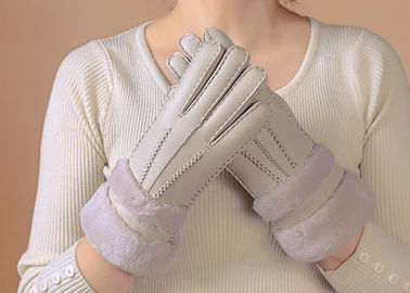 China Guantes alineados shearling para mujer impermeable, guantes grises de la zalea de las señoras  proveedor