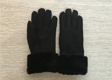 China Los guantes más calientes de la zalea del shearling de las mujeres, puño de costura de la guarnición de la lana de cordero de la mano del 100% proveedor