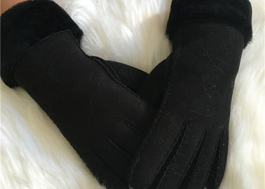 China Dé el guante de cuero real a zalea pura del shearling de los hombres de guantes alineados piel cosidos proveedor