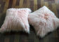 Almohada de tiro decorativa de la zalea mongol larga rosada del caramelo con la sola piel echada a un lado proveedor
