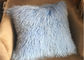Almohada larga de lujo mongol del sofá de la piel de las ovejas del azul de cielo de la almohada de la piel en hotel proveedor