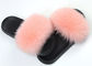 Sandalias modificadas para requisitos particulares de los deslizadores de la piel de Fox de las mujeres del color con el pelo/la suela de goma borrosos proveedor
