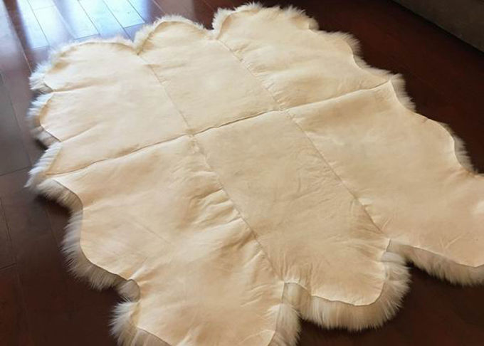 Pieles suaves del blanco seis de la piel 6P de la zalea de la manta de la extra grande de la zalea de la alfombra real del área