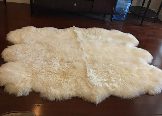 Piel blanca de marfil de la manta 6 de la sala de estar de la piel, mantas de la zalea del dormitorio de 5,5 x 6 pies 