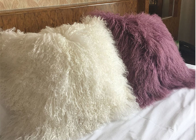Caso decorativo de la almohada de la cubierta del amortiguador de la piel real mongol para el dormitorio de la sala de estar