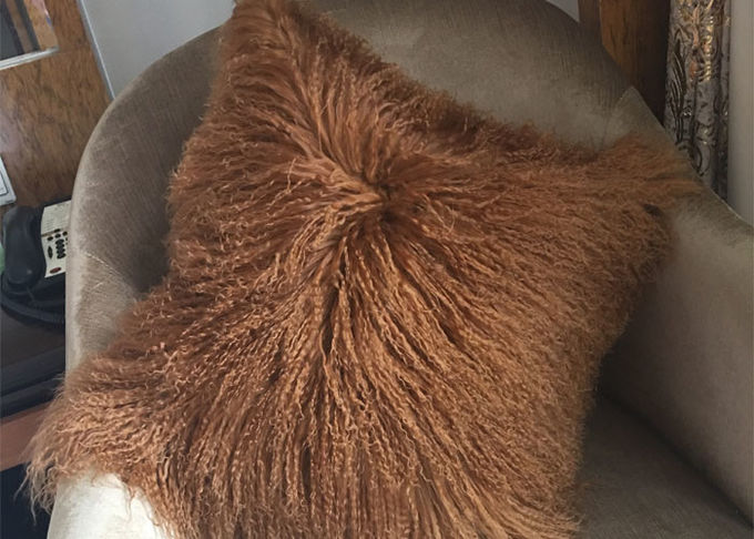 Camello auténtico marrón claro del amortiguador de la zalea de Tíbet de la piel del pelo mongol real de la onda los 40cm
