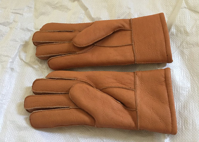 De la lana de cordero auténtica de la zalea de los guantes piel más caliente femenina grueso con el finger