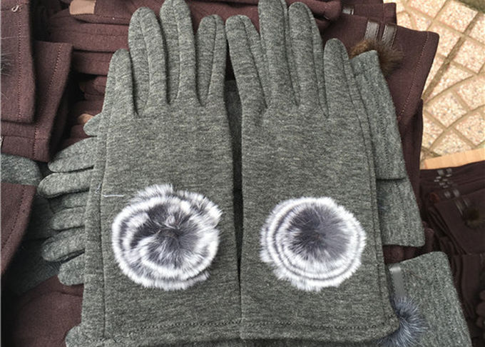 La pantalla táctil más caliente de la piel del conejo de Rex del color rojo de los guantes del paño grueso y suave del terciopelo de los guantes de la zalea