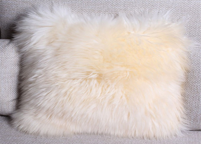 Almohadas decorativas de las lanas largas para el sofá, cubierta de las almohadas de tiro de la piel de Brown de la silla