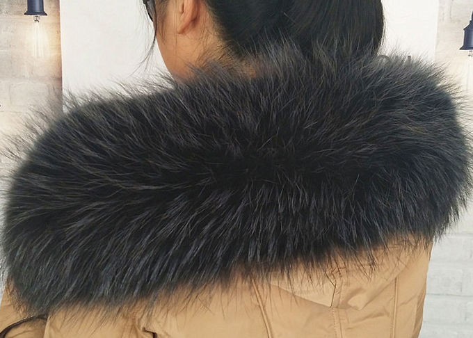 Cuello desmontable de la piel larga real de lujo del mapache del cuello de la piel del mapache para la chaqueta