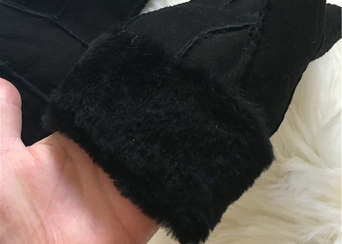Los guantes de cuero de la zalea auténtica de los hombres dan guantes elegantes cosidos del shearling