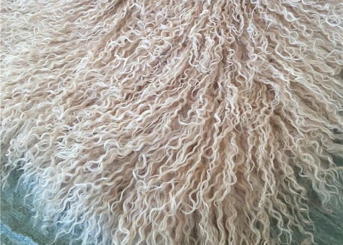 Cubierta mongol del taburete de la zalea del pelo de la corderina de la manta de la piel rizada natural larga de las ovejas blancas