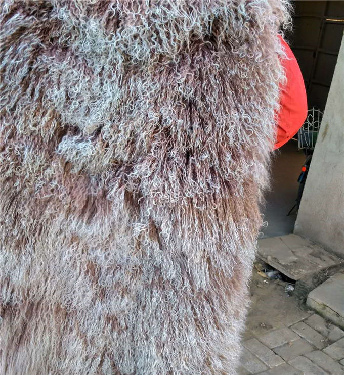Manta rizada de la piel de las ovejas del pelo de la lana de cordero mongol auténtica larga real de la zalea