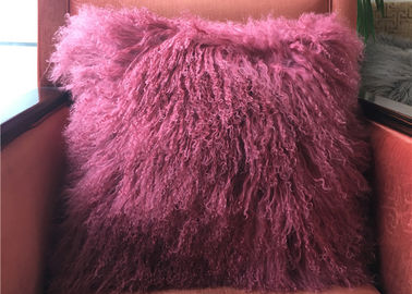 China Cubierta mongol púrpura de la almohada de la piel de la corderina del pelo largo tibetano real del amortiguador proveedor