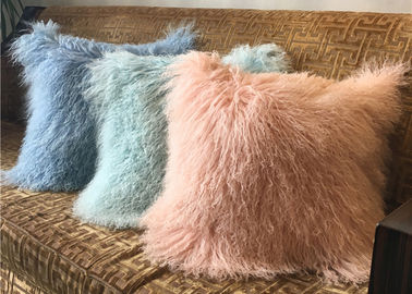 China 18 pulgadas de almohadas decorativas de la piel larga de las ovejas, almohadas de tiro al aire libre de la piel mongol  proveedor