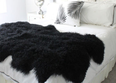 China Manta real lavable suave negra de la zalea caliente con la piel llena gruesa del pelo largo proveedor