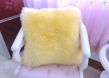 China Amortiguador amarillo del piso de la zalea con la cremallera, almohadas borrosas suaves de Seat de la lana de cordero  proveedor