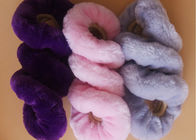 Cubierta mullida del volante del rosa corto de las lanas del shearling fijada con cuero auténtico