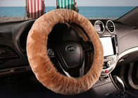 Cubierta borrosa estupenda del volante de Brown, cubiertas de rueda suaves reales de los accesorios del coche de la piel 