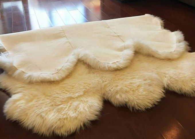 Pieles suaves del blanco seis de la piel 6P de la zalea de la manta de la extra grande de la zalea de la alfombra real del área