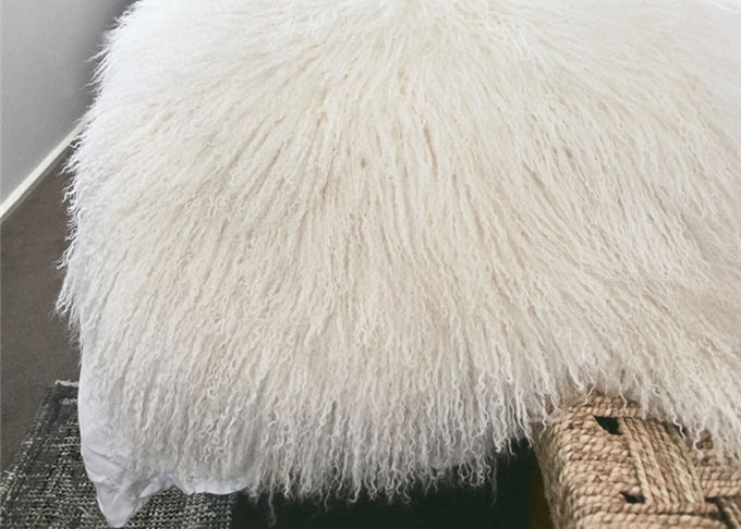 Tiro mongol beige rizado largo los 60x120cm de la lana de cordero cómodos para la cama/el piso