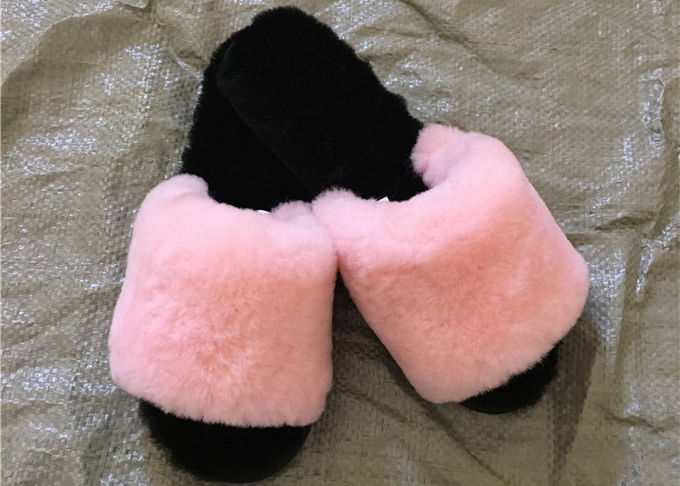 Piel real de la zalea de la suela de goma de los deslizadores de las lanas de las ovejas de la punta abierta para los zapatos interiores del invierno