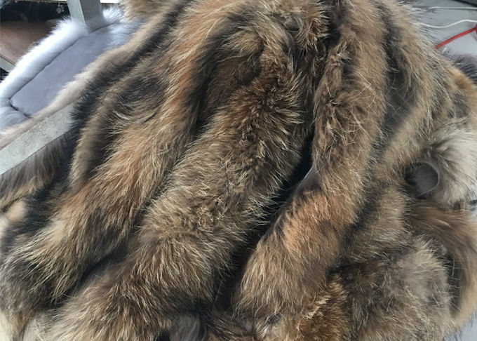 Encogimiento anti del mapache de Brown de la piel del ajuste real del cuello caliente para el abrigo de invierno de las mujeres