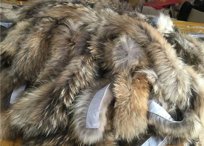 Encogimiento anti del mapache de Brown de la piel del ajuste real del cuello caliente para el abrigo de invierno de las mujeres