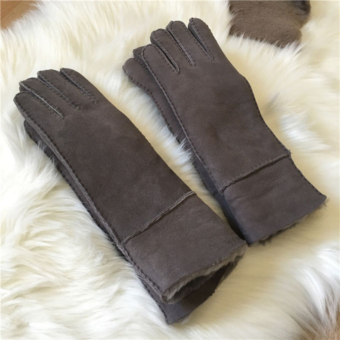 Guantes de costura del invierno de la piel del cordero de las señoras de las mujeres de la mano de los guantes de la zalea del shearling