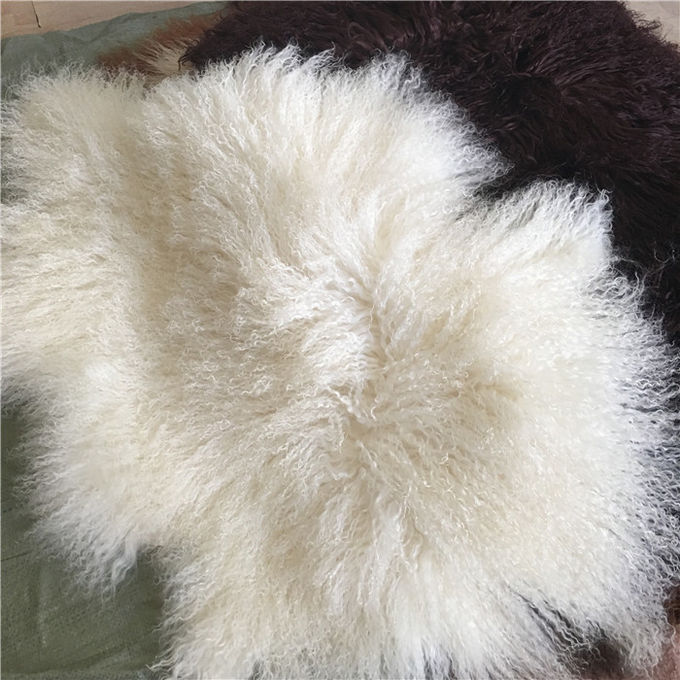 Cubierta tibetana del amortiguador de la piel del cordero de la corderina de la almohada de la piel del pelo largo rizado mongol del tiro